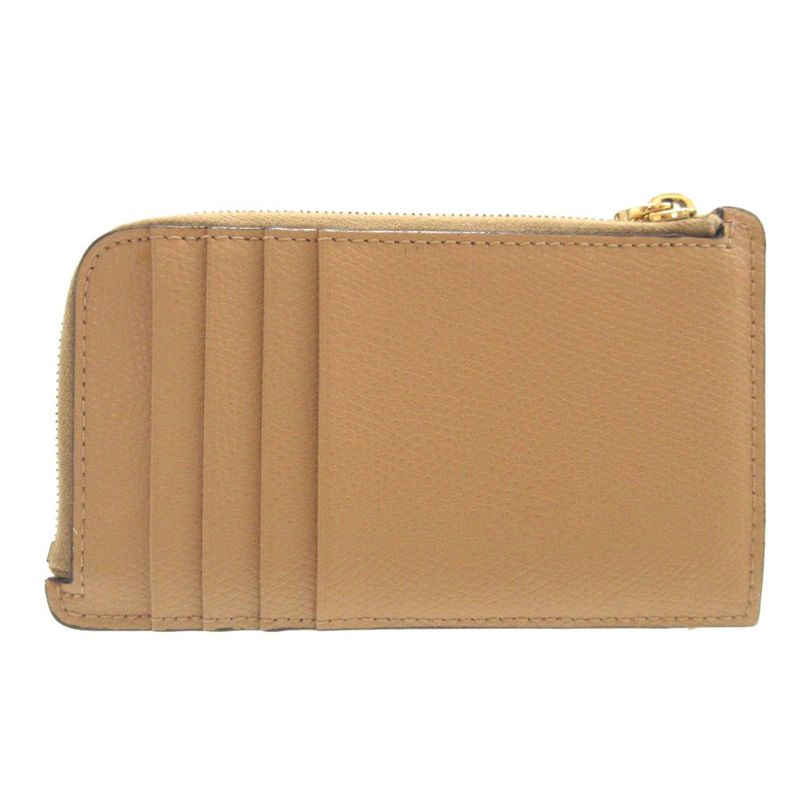 Fendi FF Diamond Leather Beige Card Case Coin Fragment