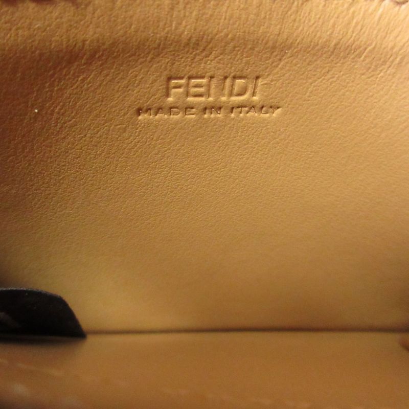 Fendi FF Diamond Leather Beige Card Case Coin Fragment