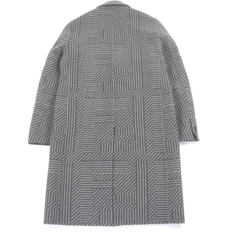 Fendi Wool Silk FF Logo Zucca All Over Pattern Chester Star Coat
