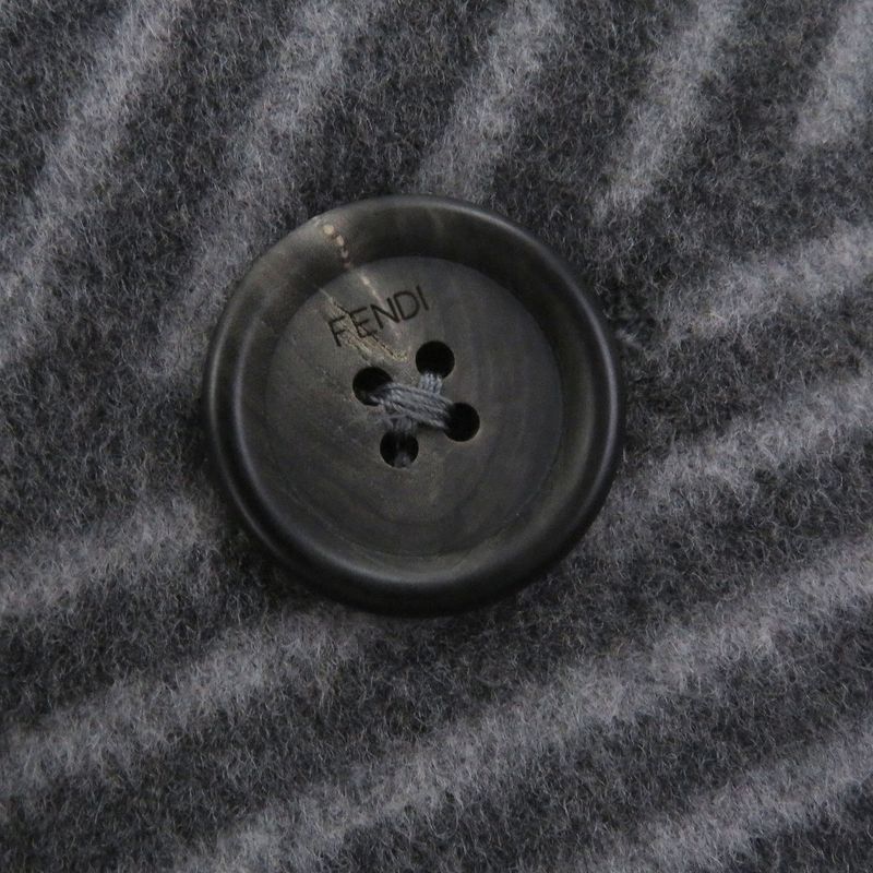 Fendi Wool Silk FF Logo Zucca All Over Pattern Chester Star Coat