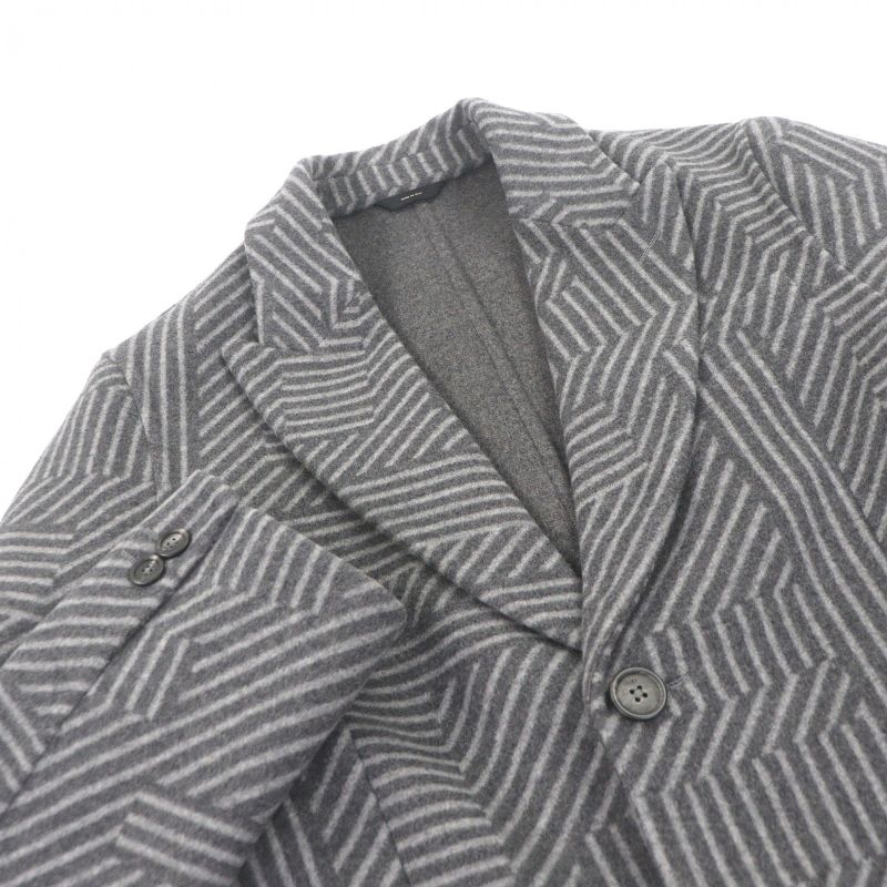 Fendi Wool Silk FF Logo Zucca All Over Pattern Chester Star Coat
