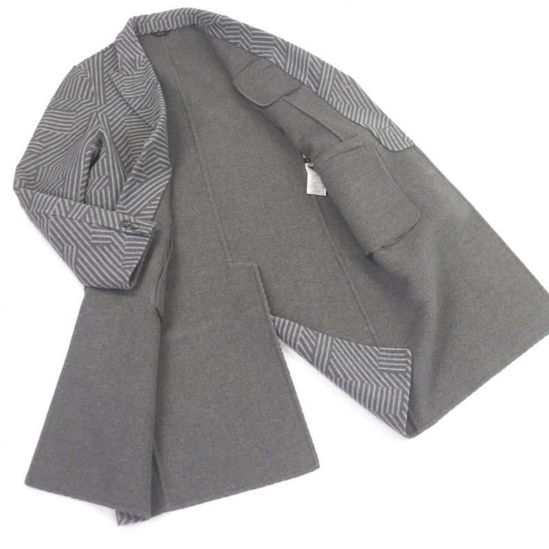 Fendi Wool Silk FF Logo Zucca All Over Pattern Chester Star Coat