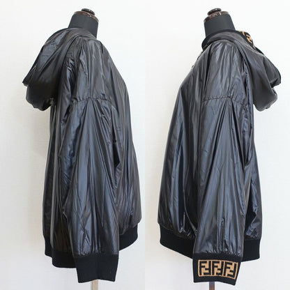 Fendi Full Zip Hoodie Zucca Pattern Reversible Black Brown Notation