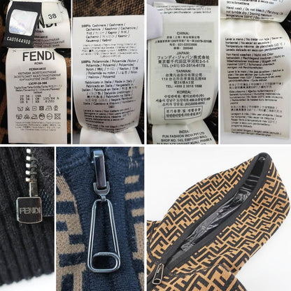 Fendi Full Zip Hoodie Zucca Pattern Reversible Black Brown Notation
