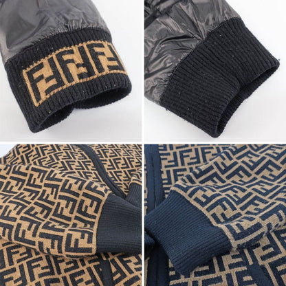 Fendi Full Zip Hoodie Zucca Pattern Reversible Black Brown Notation