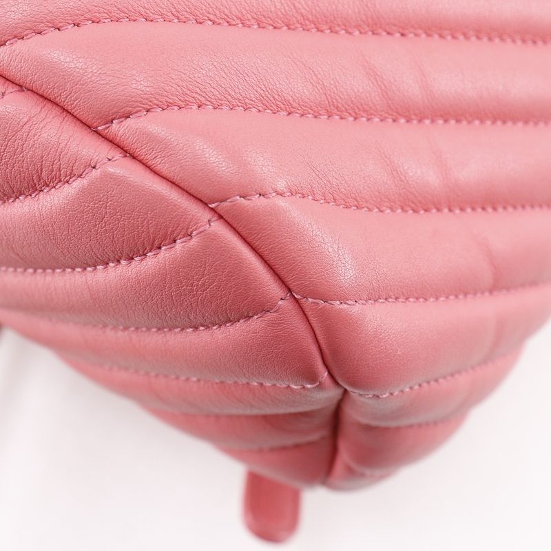Chanel Chevron Stitch Chain Backpack Lambskin Pink
