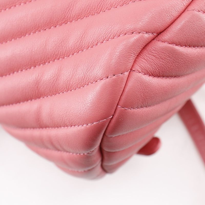 Chanel Chevron Stitch Chain Backpack Lambskin Pink