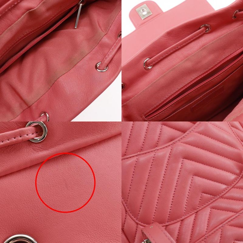Chanel Chevron Stitch Chain Backpack Lambskin Pink