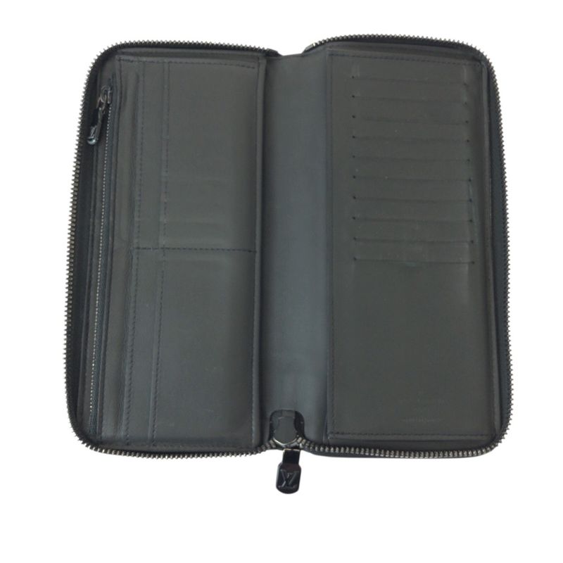 Louis Vuitton Monogram Shadow Zippy Long Wallet Vertical Black