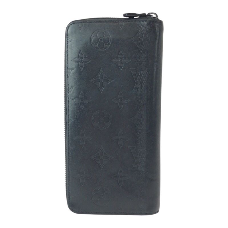 Louis Vuitton Monogram Shadow Zippy Long Wallet Vertical Black