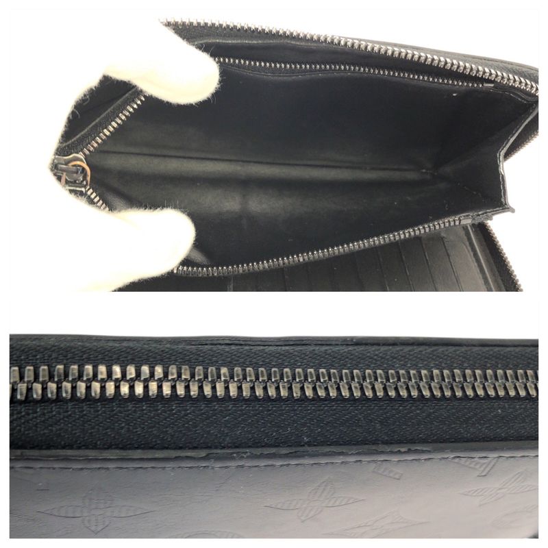 Louis Vuitton Monogram Shadow Zippy Long Wallet Vertical Black