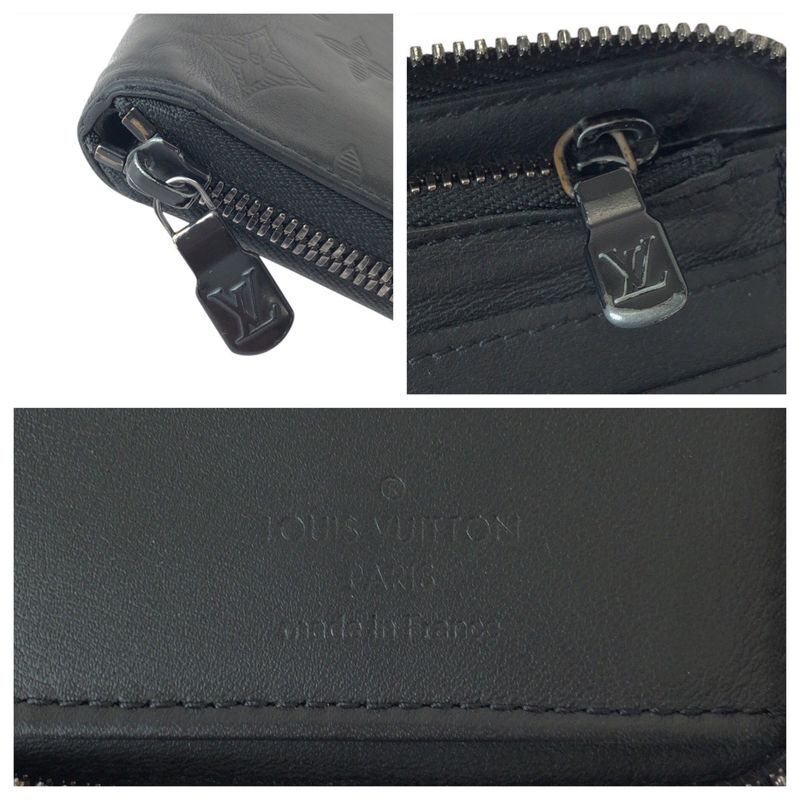 Louis Vuitton Monogram Shadow Zippy Long Wallet Vertical Black