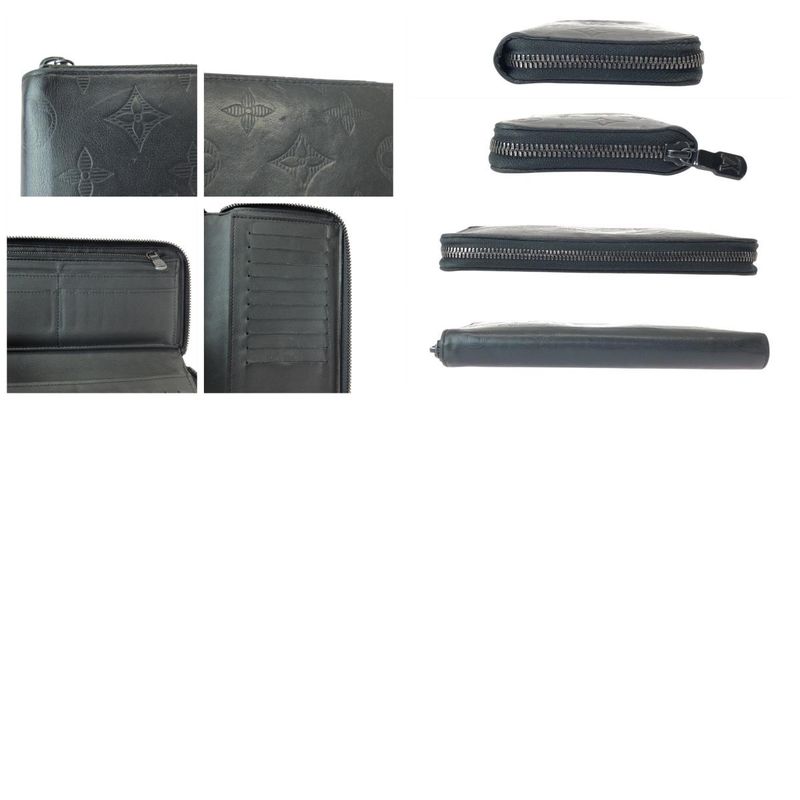 Louis Vuitton Monogram Shadow Zippy Long Wallet Vertical Black