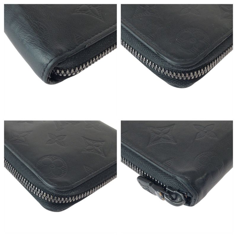 Louis Vuitton Monogram Shadow Zippy Long Wallet Vertical Black