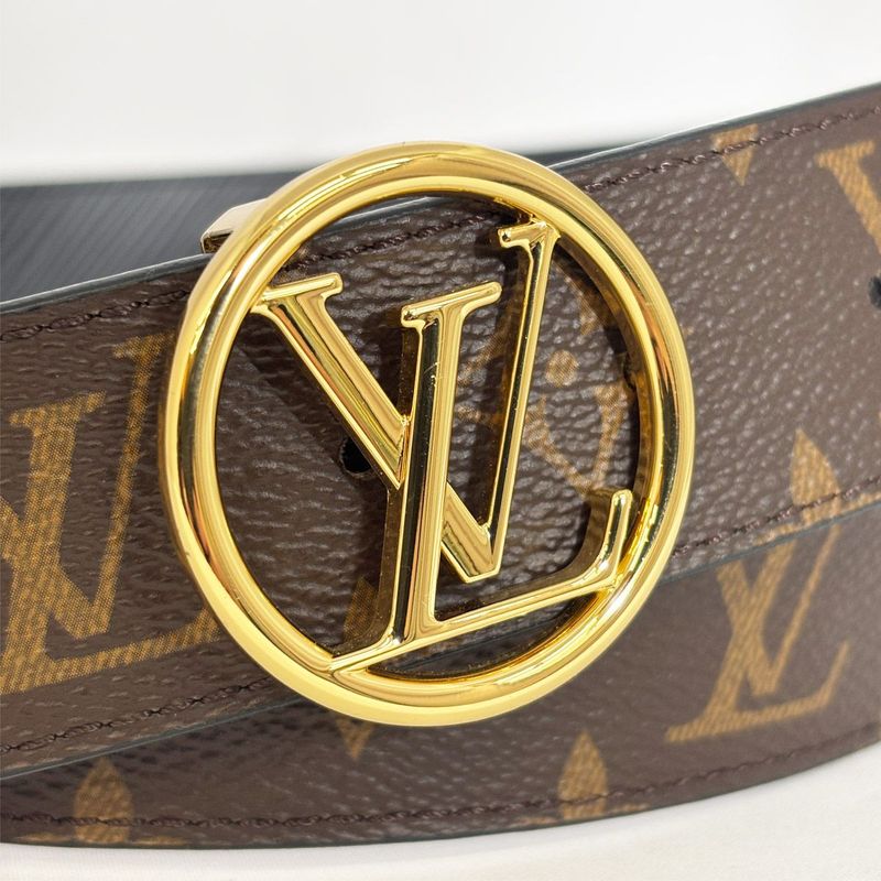 Louis Vuitton Monogram Belt LV Circle Reversible 30 75 Waist Epi LV Gold Width