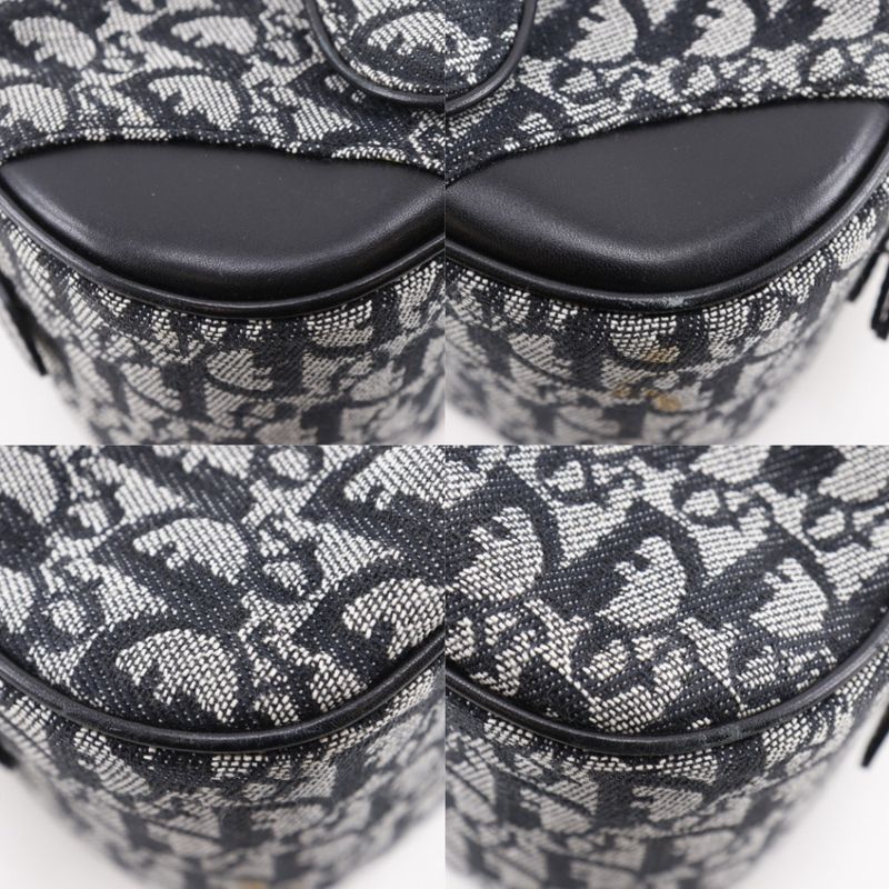 Dior Christian Double Saddle Bag Trotter Canvas Navy