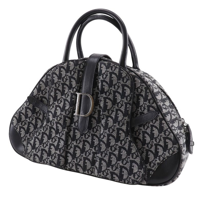 Dior Christian Double Saddle Bag Trotter Canvas Navy