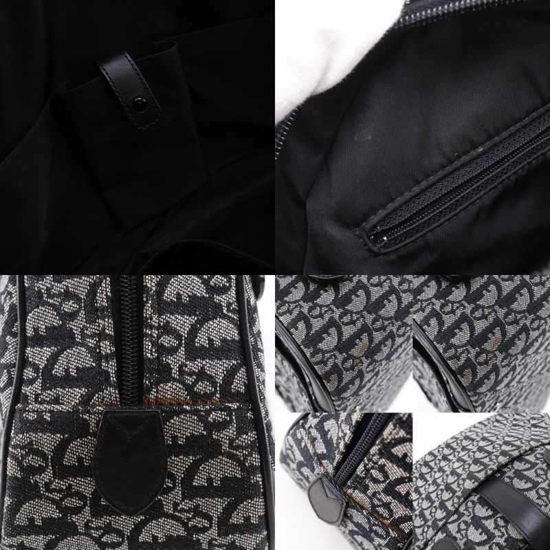 Dior Christian Double Saddle Bag Trotter Canvas Navy