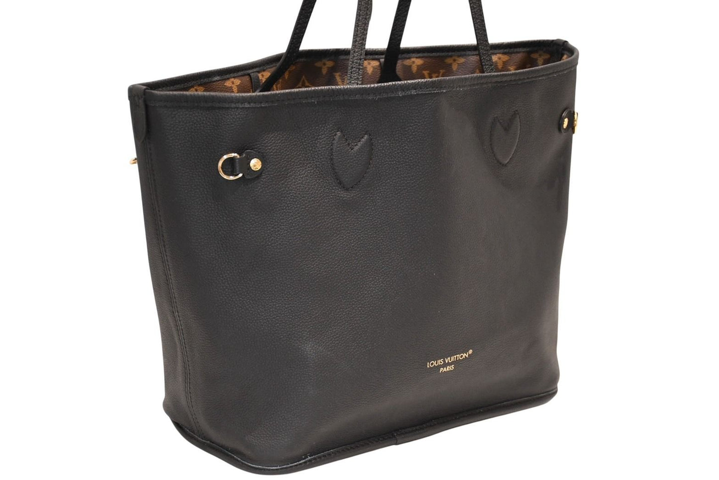 Louis Vuitton Neverfull Inside Out MM Reversible Tote Bag Black Brown Calfskin — view 4