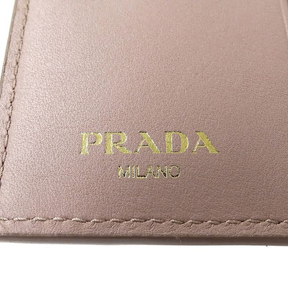 Prada Wallet Bifold Wallet Leather Pink Beige Mini