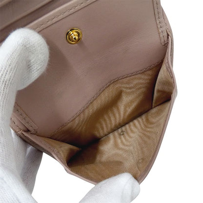 Prada Wallet Bifold Wallet Leather Pink Beige Mini