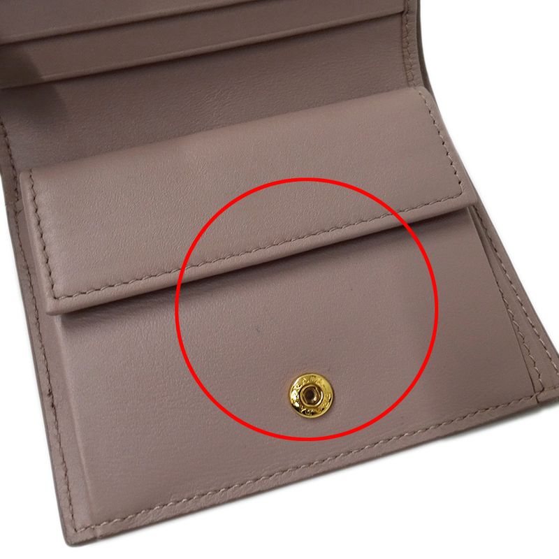 Prada Wallet Bifold Wallet Leather Pink Beige Mini