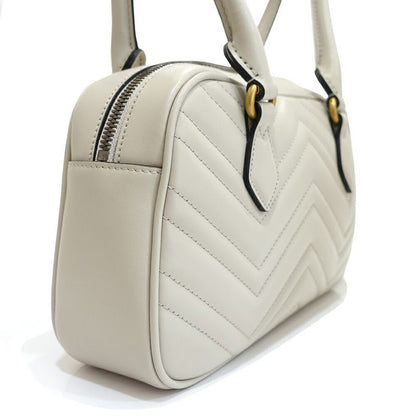 Gucci GG Marmont Small Tote Leather Gray Gold