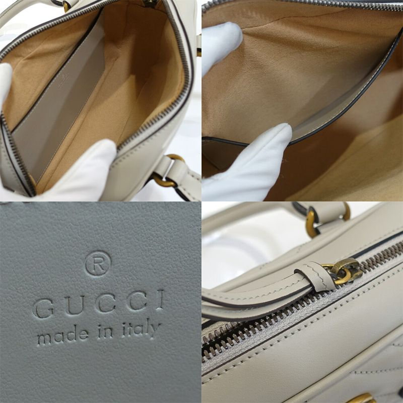 Gucci GG Marmont Small Tote Leather Gray Gold