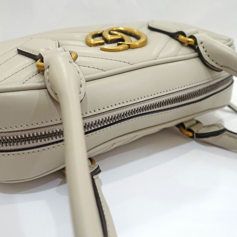 Gucci GG Marmont Small Tote Leather Gray Gold
