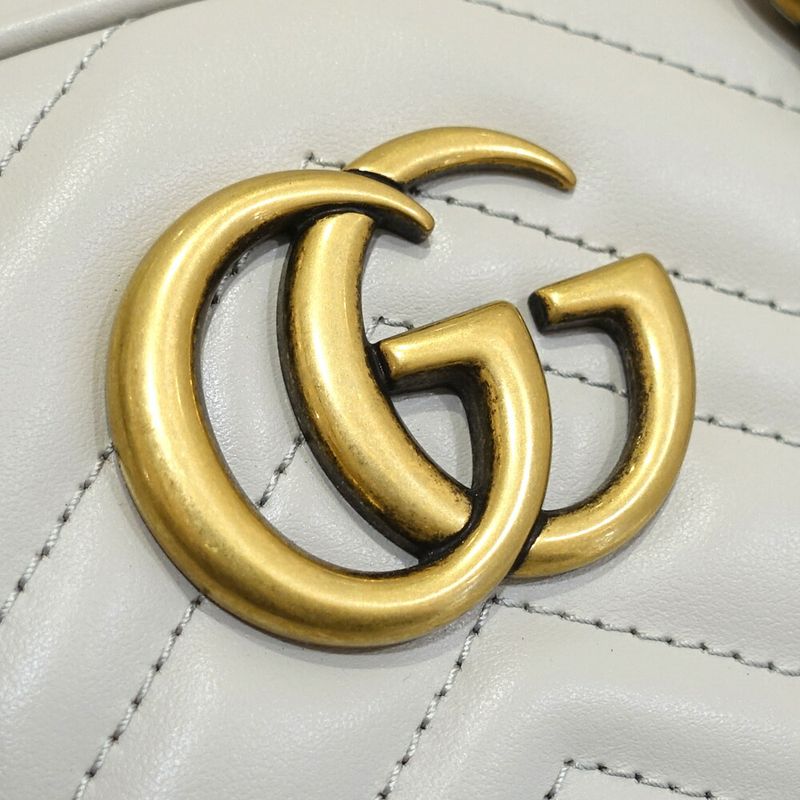 Gucci GG Marmont Small Tote Leather Gray Gold