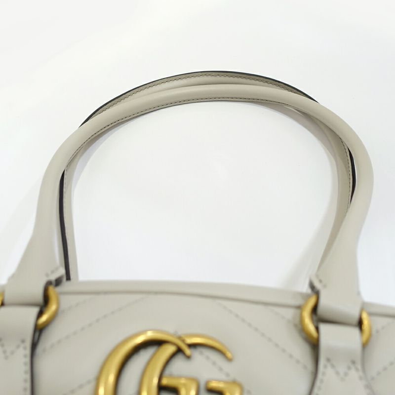 Gucci GG Marmont Small Tote Leather Gray Gold