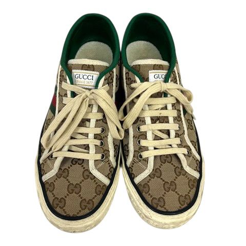 Gucci Sneakers Sherry Line Canvas GG Pattern Low Cut 7 Beige Green Red