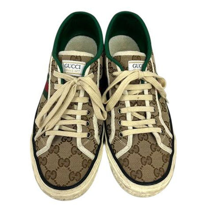 Gucci Sneakers Sherry Line Canvas GG Pattern Low Cut 7 Beige Green Red