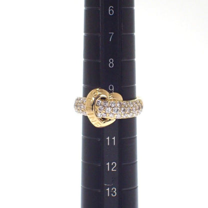 Celine Logo Half Pave Rin 18K Yellow Gold Diamond