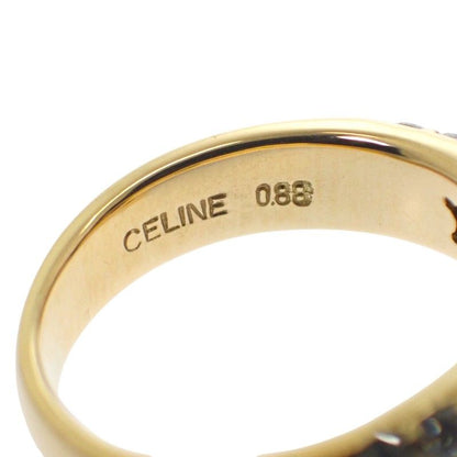 Celine Logo Half Pave Rin 18K Yellow Gold Diamond