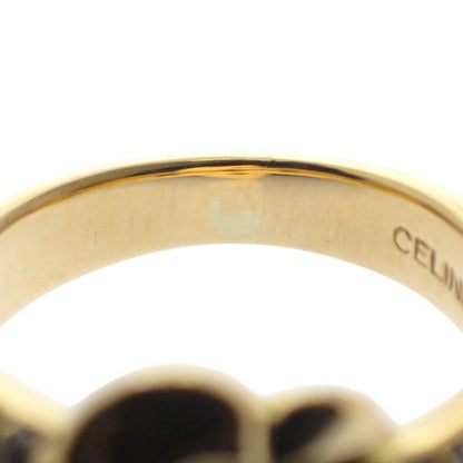 Celine Logo Half Pave Rin 18K Yellow Gold Diamond