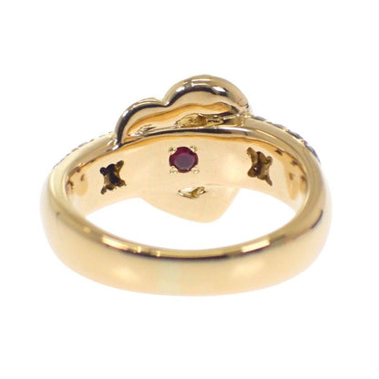 Celine Logo Half Pave Rin 18K Yellow Gold Diamond