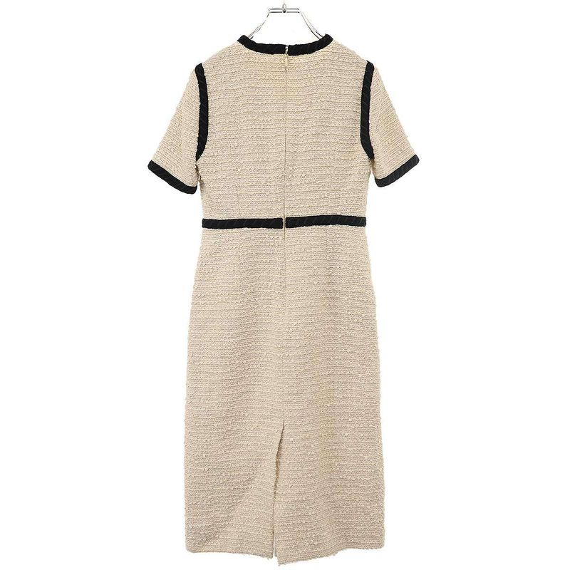 Gucci GG Button Tweed Dress Beige Black 38