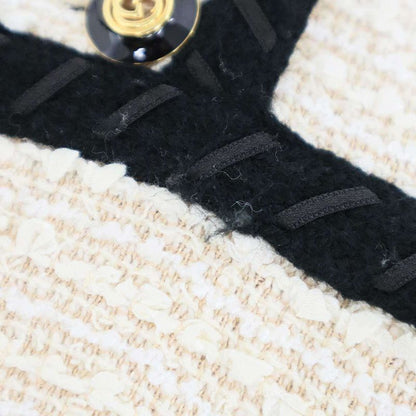 Gucci GG Button Tweed Dress Beige Black 38