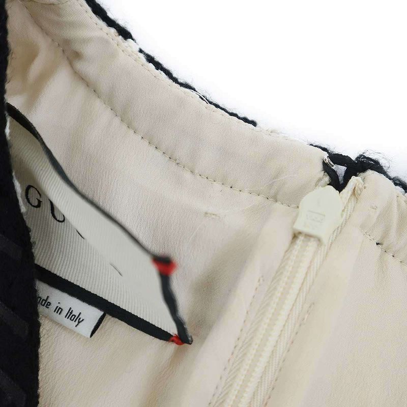 Gucci GG Button Tweed Dress Beige Black 38