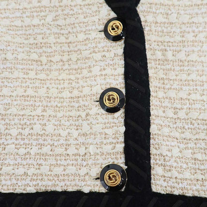 Gucci GG Button Tweed Dress Beige Black 38