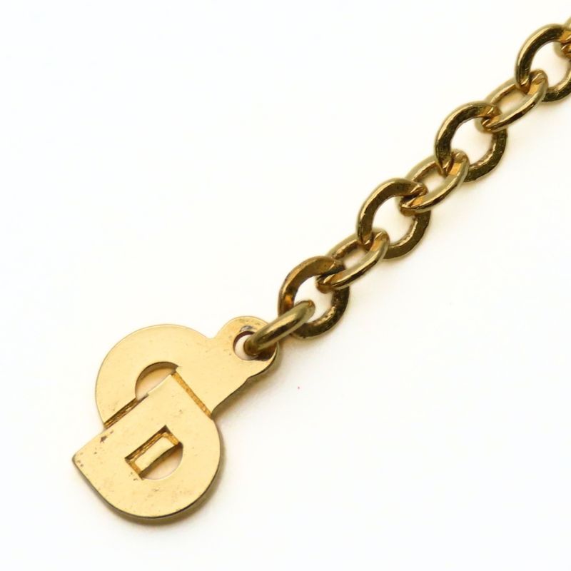 Dior Christian Necklace CD Logo Metal Rhinestone Gold