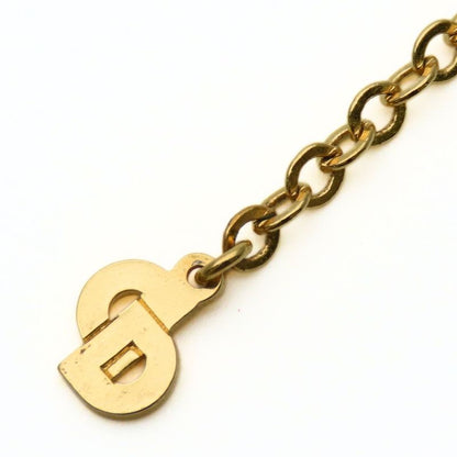 Dior Christian Necklace CD Logo Metal Rhinestone Gold