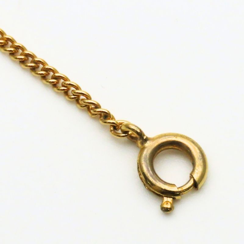 Dior Christian Necklace CD Logo Metal Rhinestone Gold