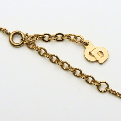 Dior Christian Necklace CD Logo Metal Rhinestone Gold