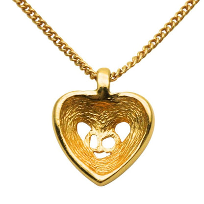Dior Christian Necklace CD Logo Metal Rhinestone Gold