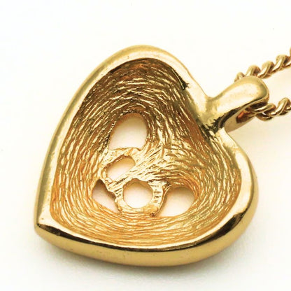 Dior Christian Necklace CD Logo Metal Rhinestone Gold
