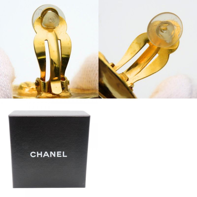 Chanel Earrings CC Logo Metal Gold Plated