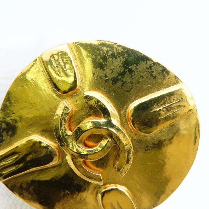 Chanel Earrings CC Logo Metal Gold Plated