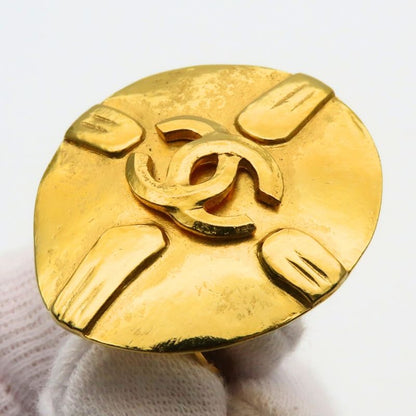 Chanel Earrings CC Logo Metal Gold Plated
